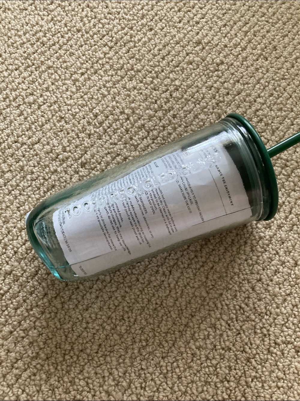 NEW Starbucks Clear Glass Tumbler with Dark Green Lid Straw NWT - Picture 5 of 7